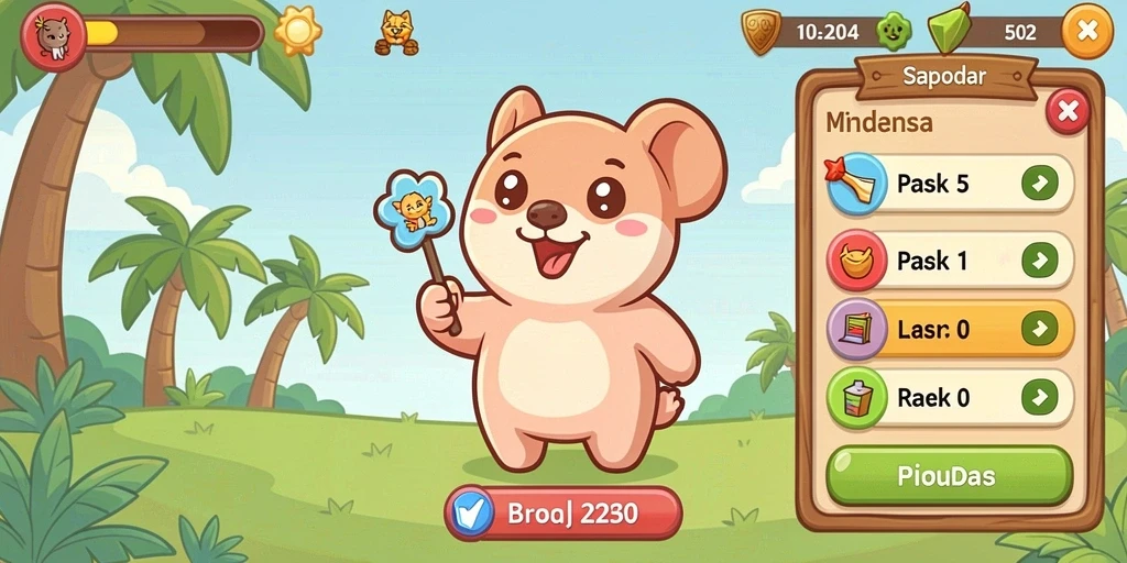 Screenshot menunjukkan tema slot petualangan yang seru.